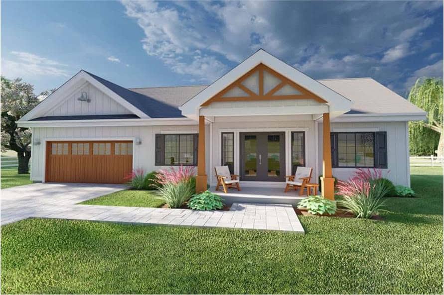 Single-Story 928 Sq. Ft. Home Plans w: Garage
