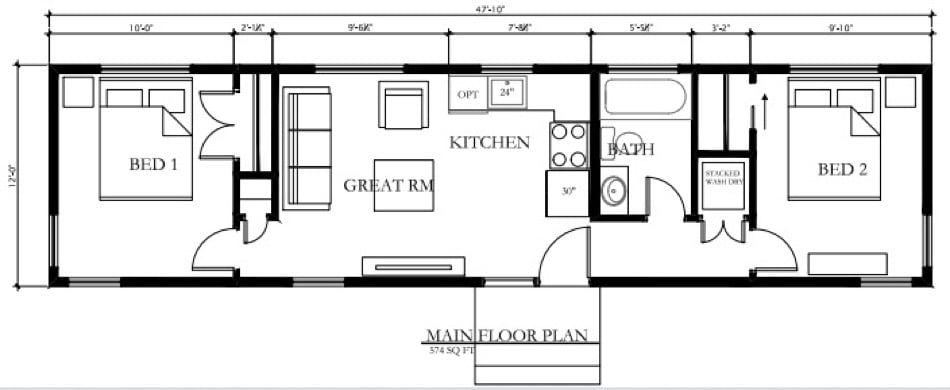 Sledhaus Cabana Tiny House With Two Bedrooms via SledHaus 001
