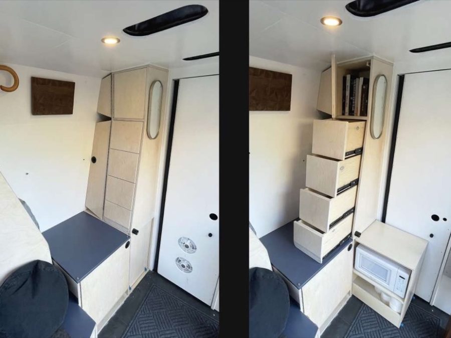 Sprinter Van Tiny House with Fireplace and Skylight For Sale in Portland 007