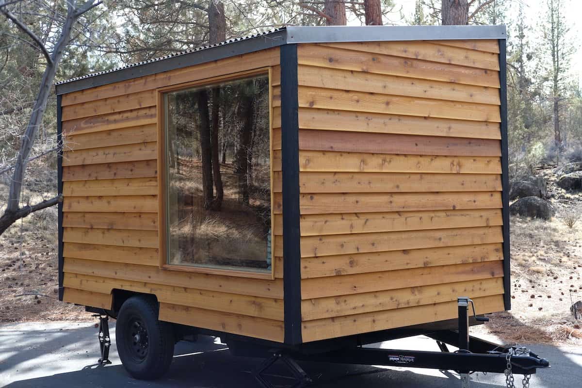 The Silverado sauna's large 5-by-5-foot picture window set into its cedar end wall