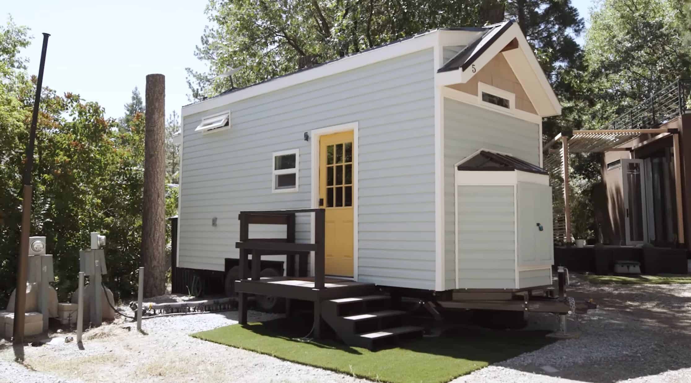 Tiny DIY Tiny House with Yellow Door