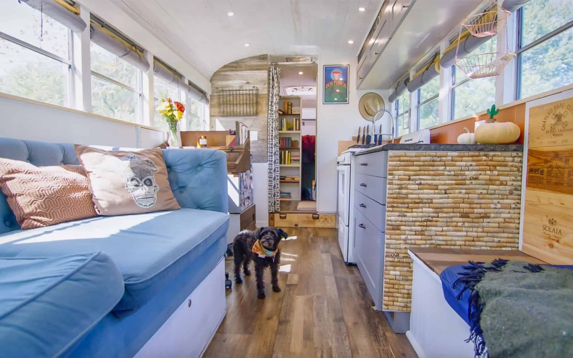 Cozy Tiny Home Interior with Bus Conversion