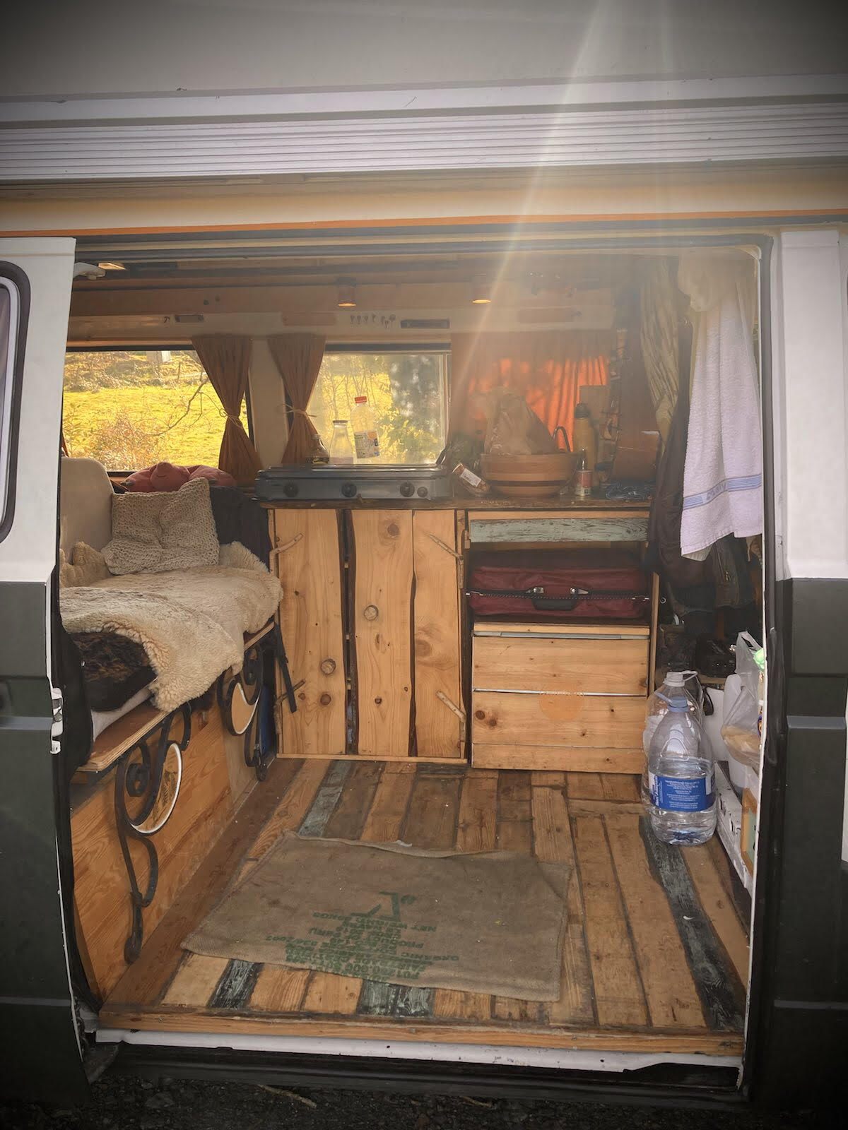 Three Friends Traveling in Their Campervan