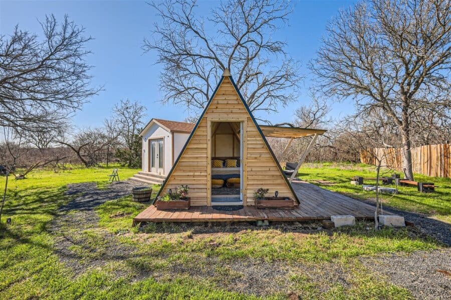Tiny-A-Frame-Cabin-5-Acres-Austin-Texas-Exterior-Front