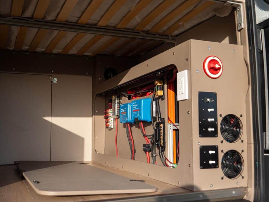 Van conversion electrical system for tiny house on wheels.