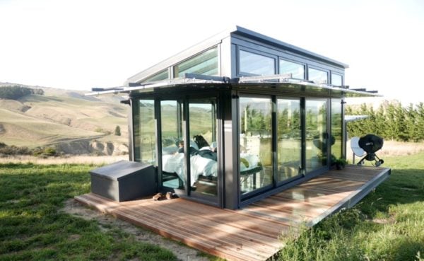 Transparent Tiny House on Waipara Valley in New Zealand Glass Walls Ceilings Floors 001