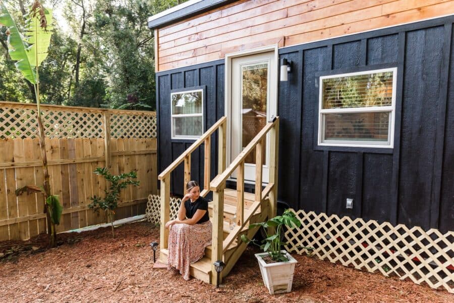 The Tulsi tiny house by Simplify Further, a guest-house-ready tiny home exterior