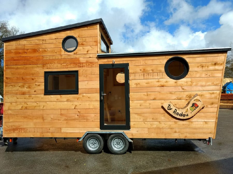 Ty Kobar Tiny House on Wheels with Custom Spiral Staircase to the Loft 001
