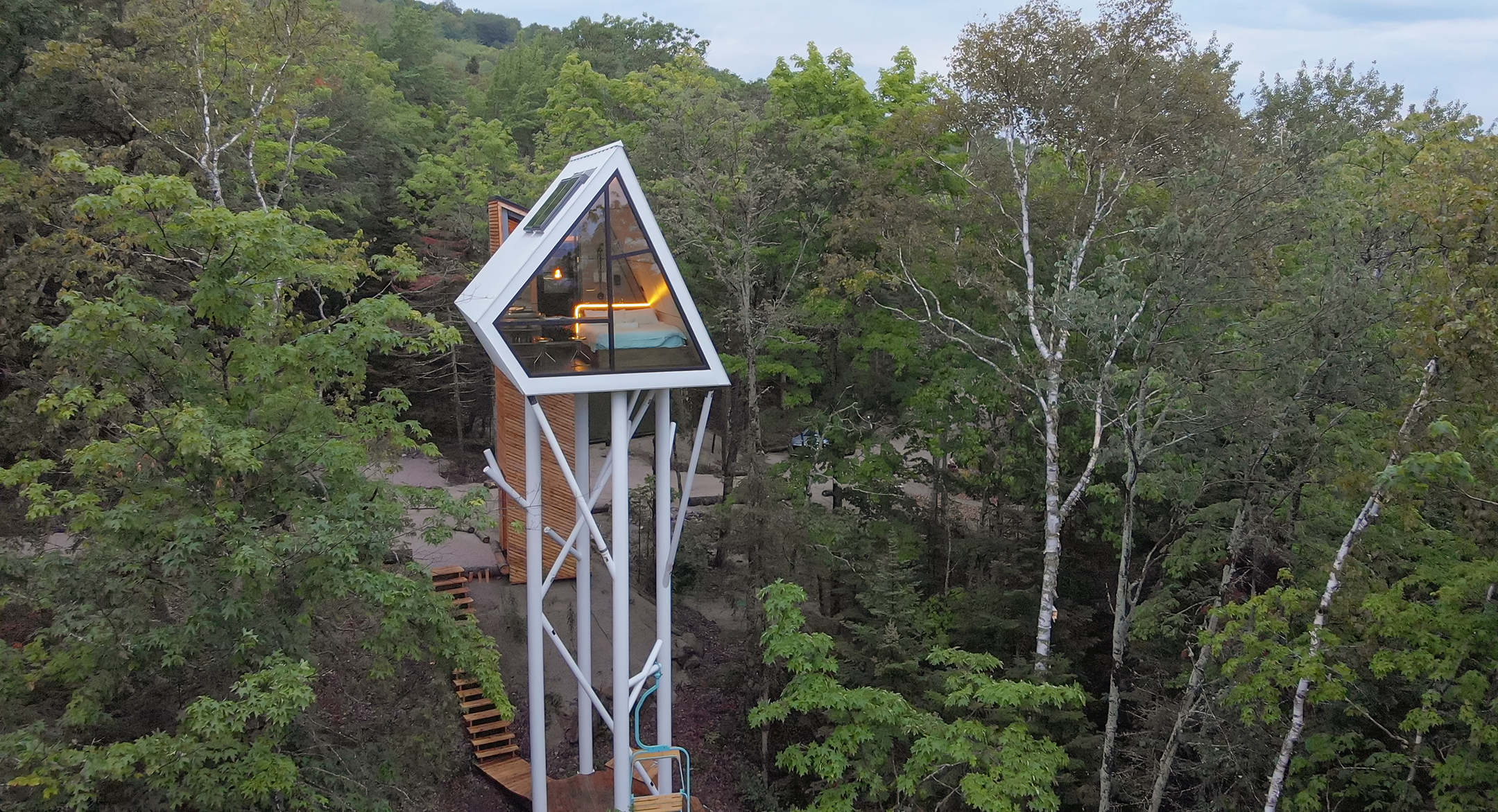 Tiny A-Frame Cabin Perched 40ft in the Air