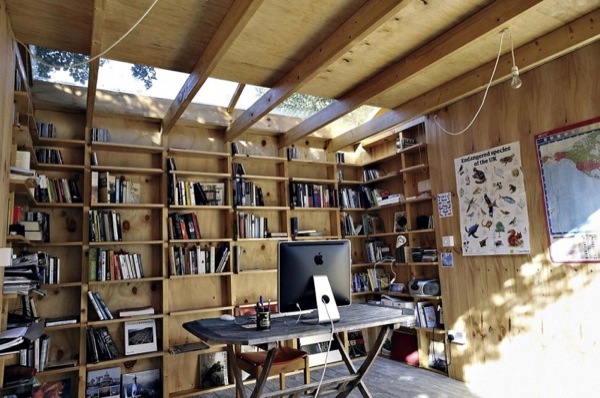 Backyard Shed as an Office with Skylights