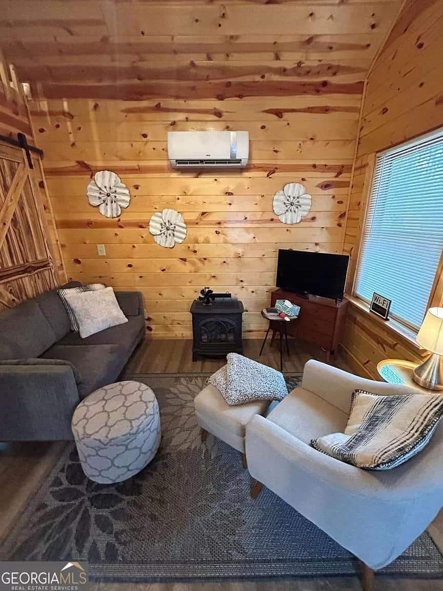 Warm wood interior with comfortable seating and modern amenities.