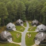 Modern geodesic backyard pods for additional small space living solutions.