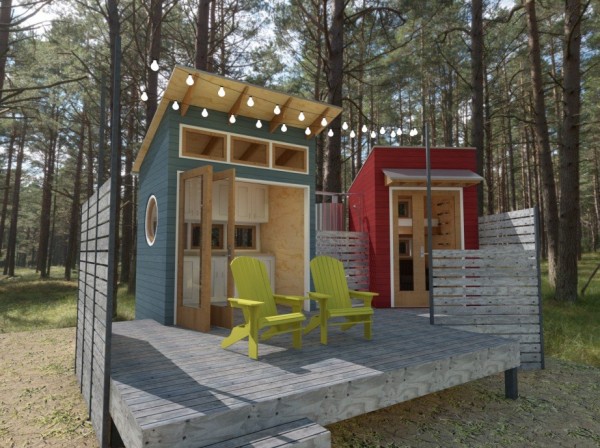 Two Tiny Homes Connected By Breezeway