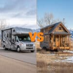 RV and tiny house side-by-side comparison for small space living options.