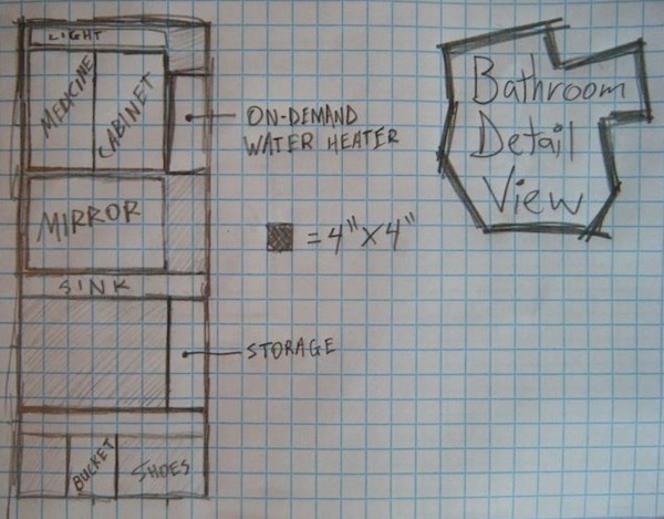 Anthony's 8x8 Tiny House Design the Bathroom Details