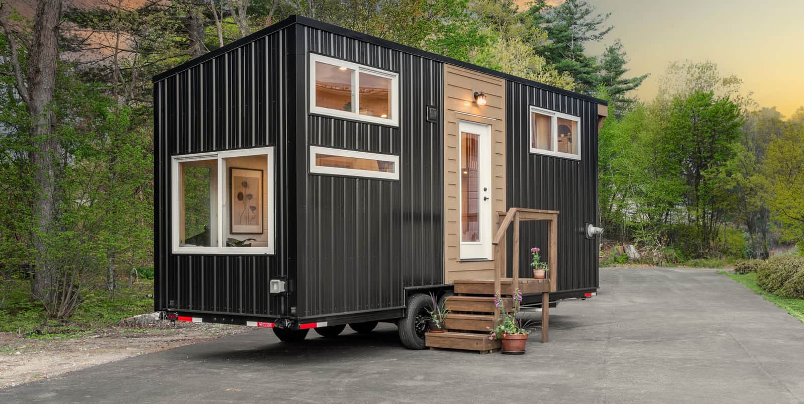 Honey Bee exterior black corrugated — Backcountry Tiny Homes