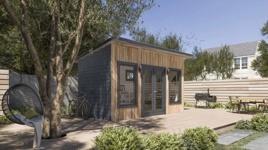 128 square foot DIY backyard studio tiny house plan exterior