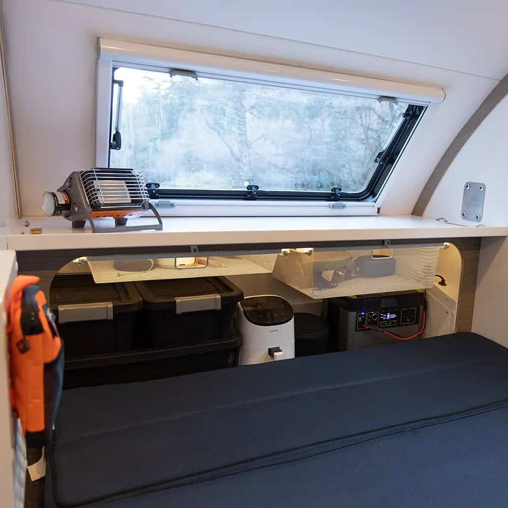 Interior storage cubbies inside the Bean Stock sleeping cabin