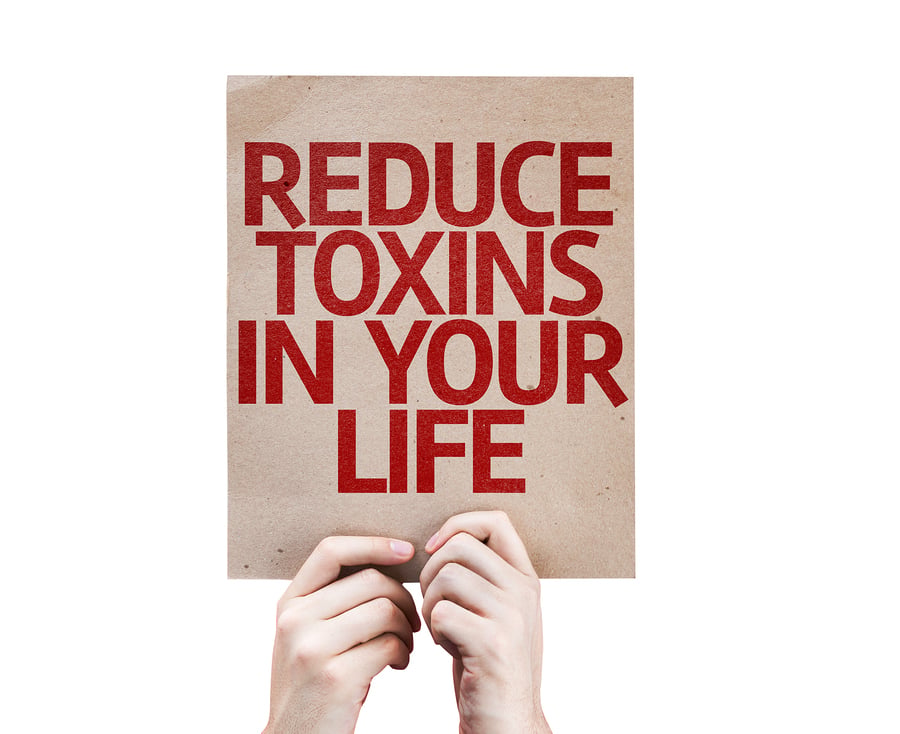 Reduce Toxins In Your Life card isolated on white background