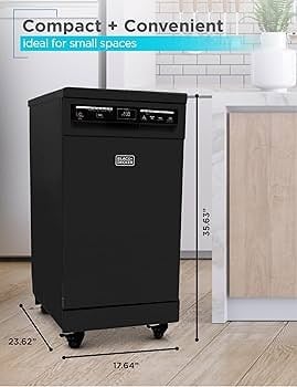 BLACK+DECKER portable dishwasher on wheels in white finish