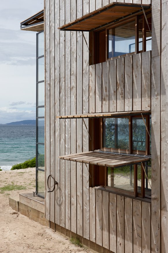 Built in Windows Covers on Small Modern Beach Home