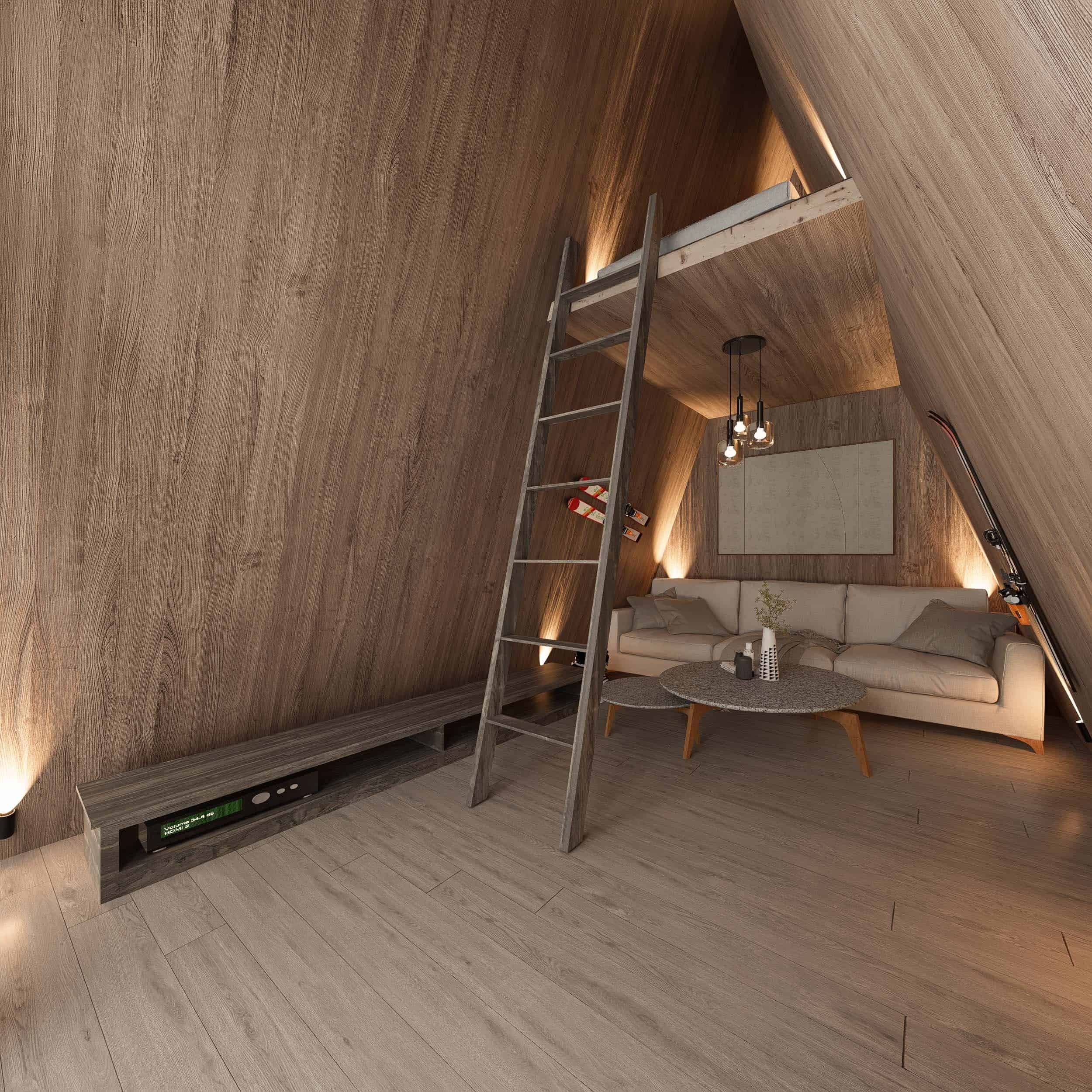 Modern exterior of the Kyabin A-frame