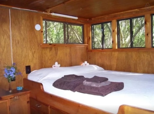 sleeping area inside 70 sq. ft. hut in Hawaii
