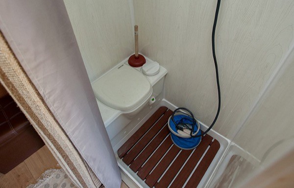 bathroom in converted van