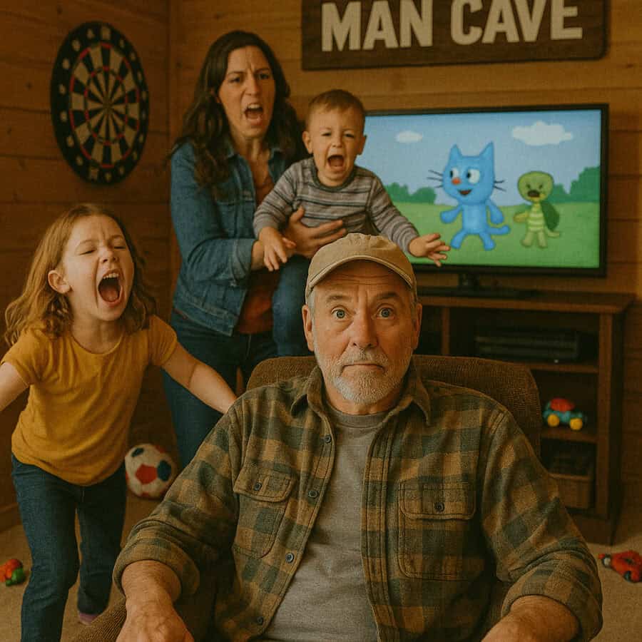 dad man cave invasion