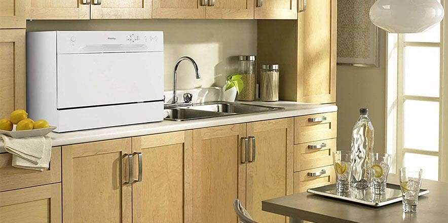 Danby DDW631SDB countertop dishwasher in a compact white housing