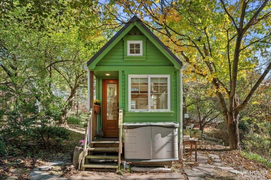 Compact tiny house designed for mobility and efficiency.