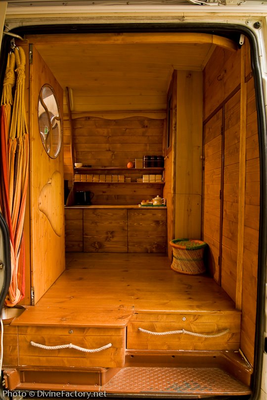 Man Turns Work Van Into DIY Motorhome Tiny Cabin