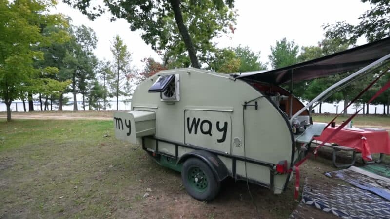 DIY Foam Teardrop Trailer with Galley Open