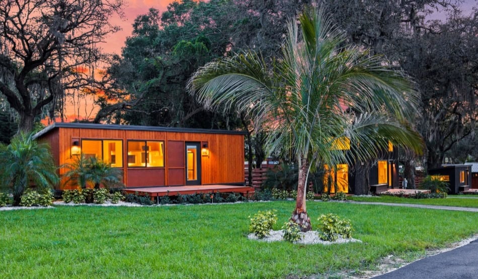 Tiny House in Tampa Bay at Sunset
