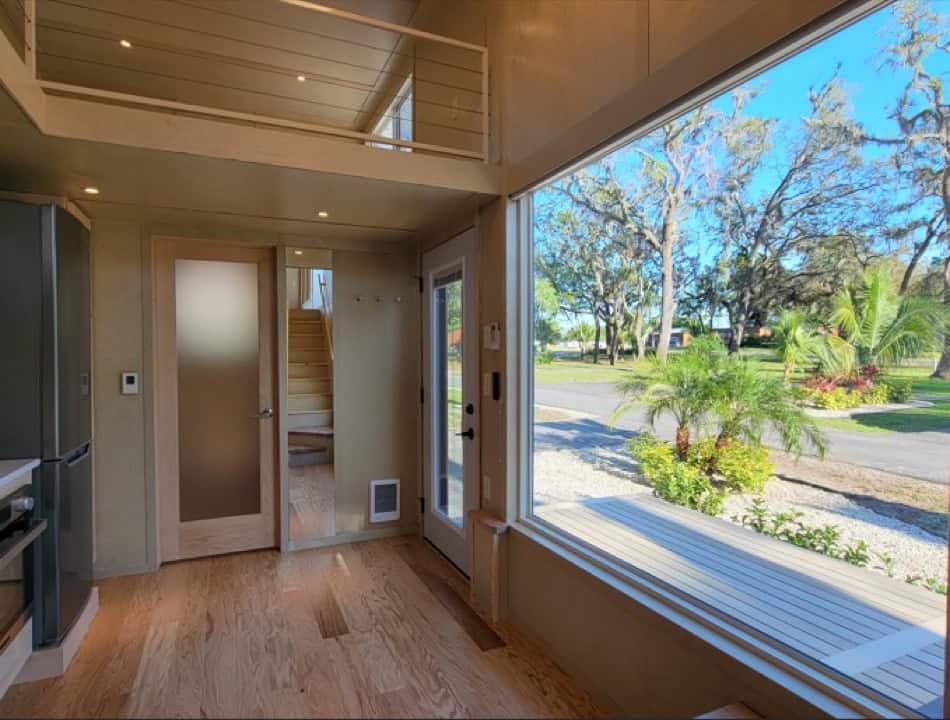 Escape eONE XL Tiny House Interior with Oak Floors and Large Window