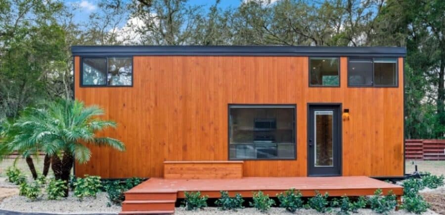 Charming tiny house with modern design at Escape Tampa Bay Village, perfect for small space living a.