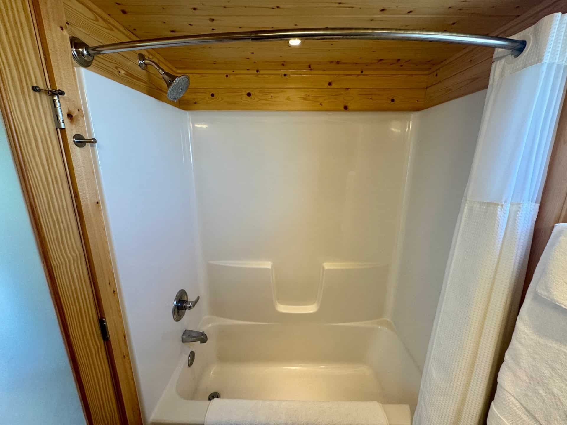60 inch tub and shower combo in the Escape Boho XL tiny house