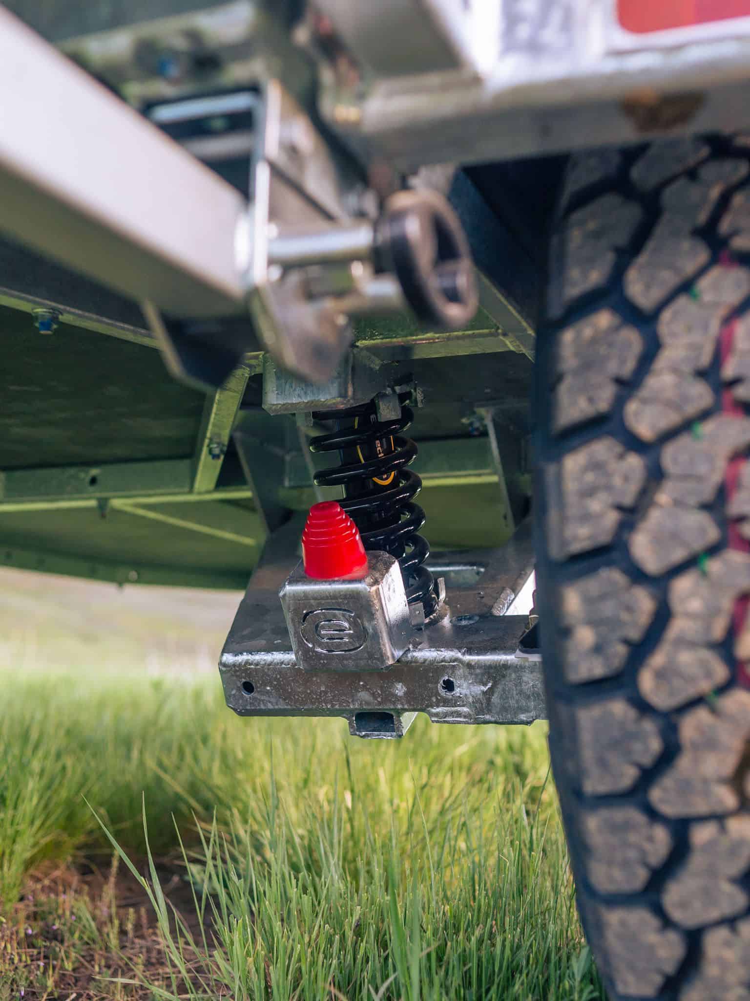 Escapod Freeride Suspension close-up on the TOPO2 Nomad