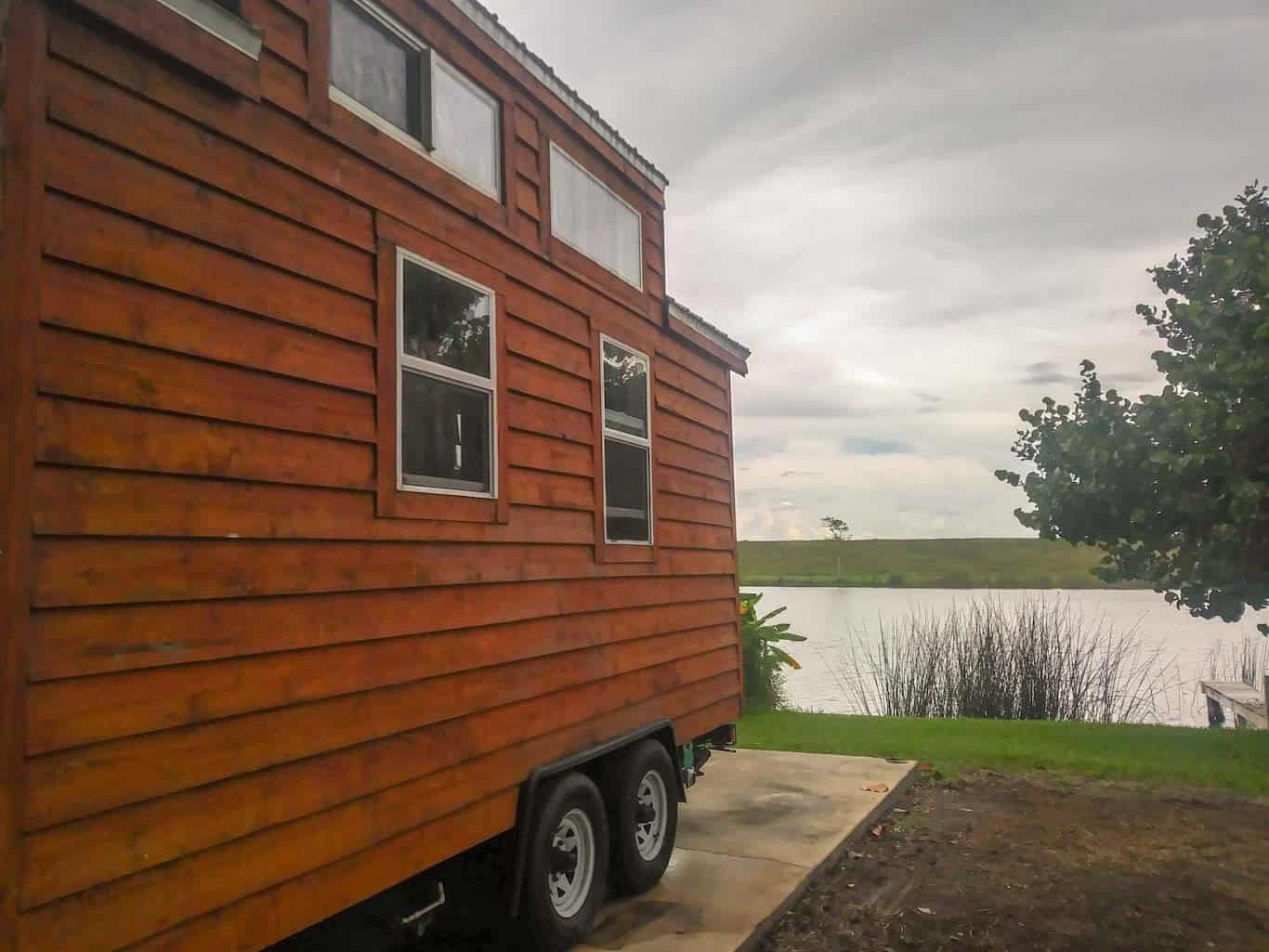 Tiny house on wheels on a concrete pad — Gracious Tiny House Park
