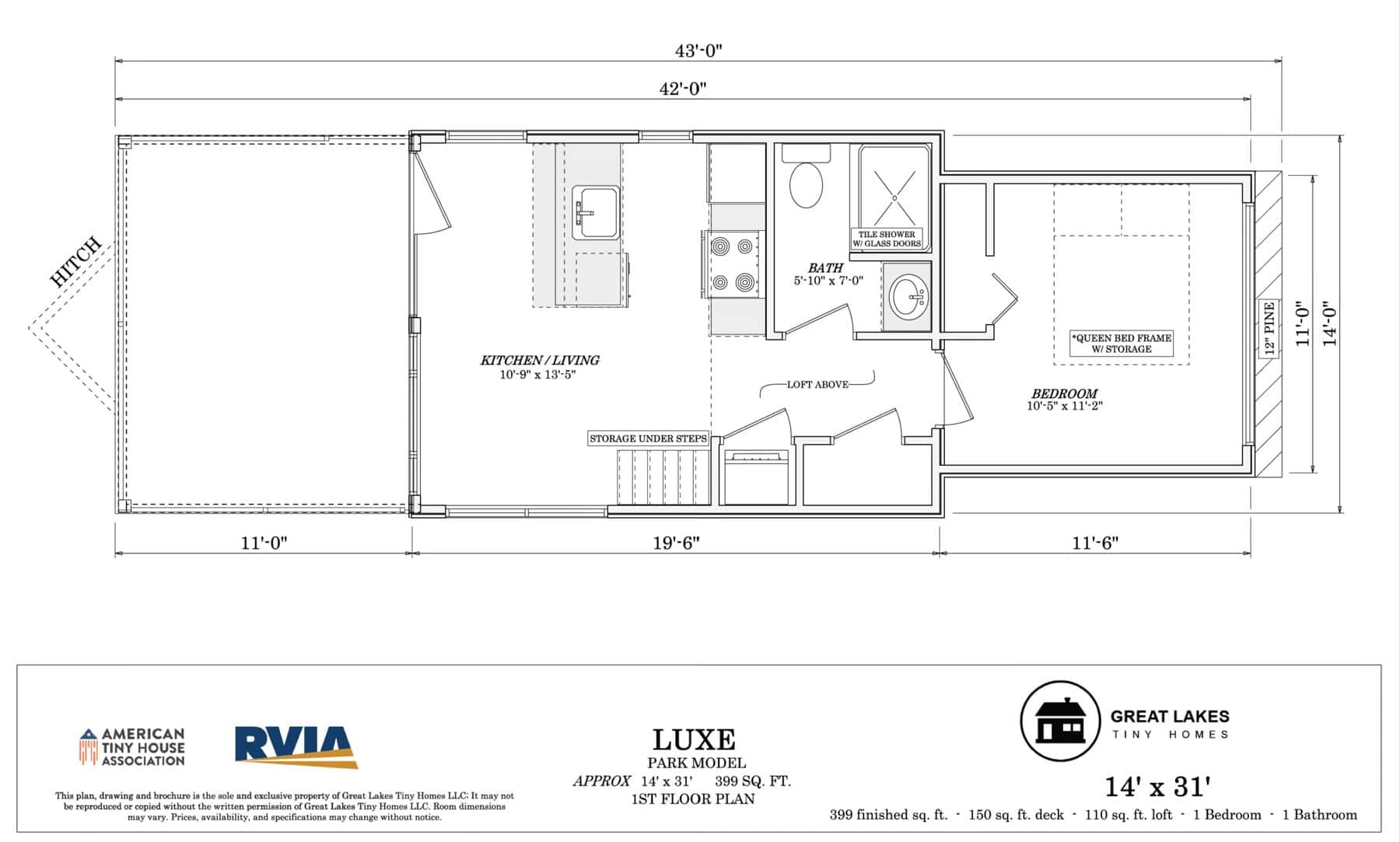 Main floor plan of the Great Lakes A-Frame Luxe