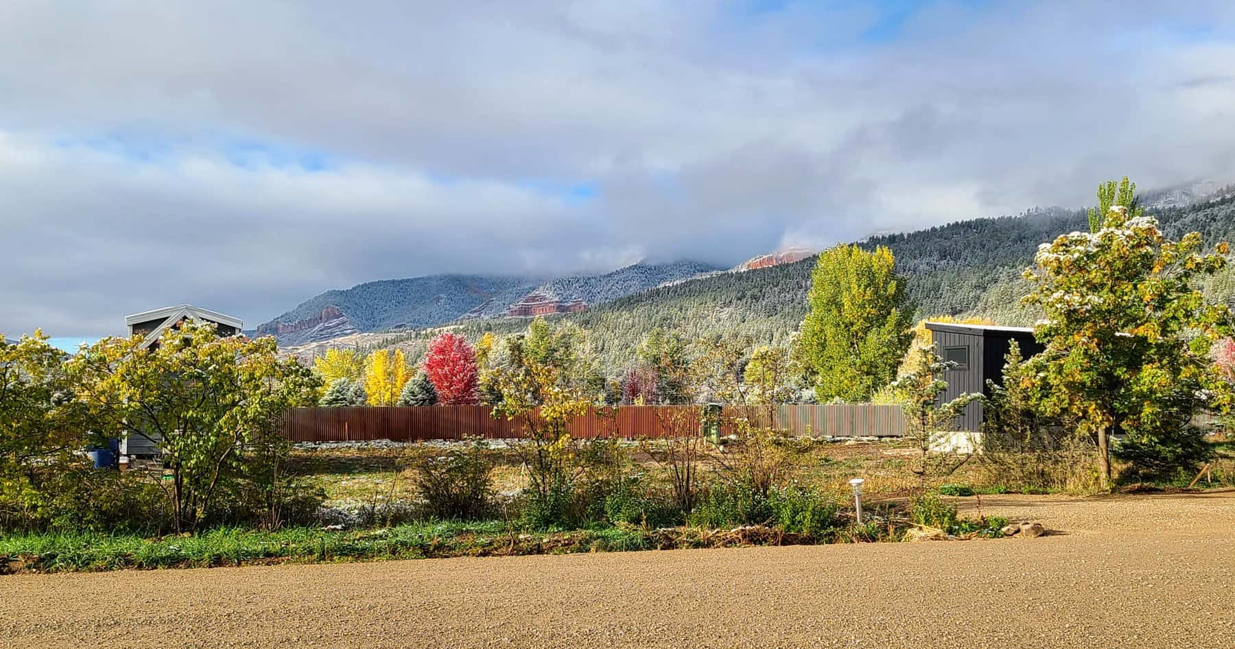 Fall colors and mountain views at Hermosa Orchards Village