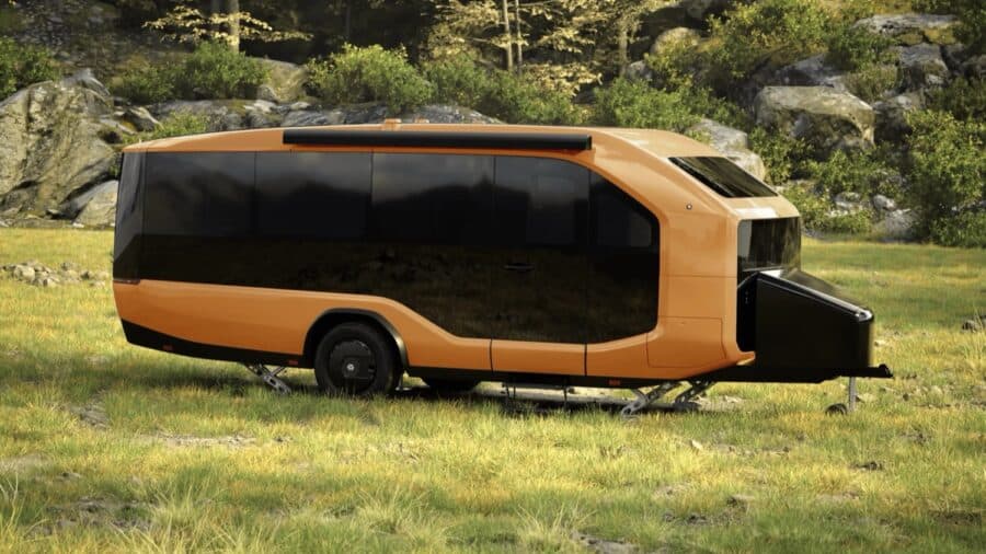 Pebble Flow electric trailer designed for off-grid tiny living adventures.