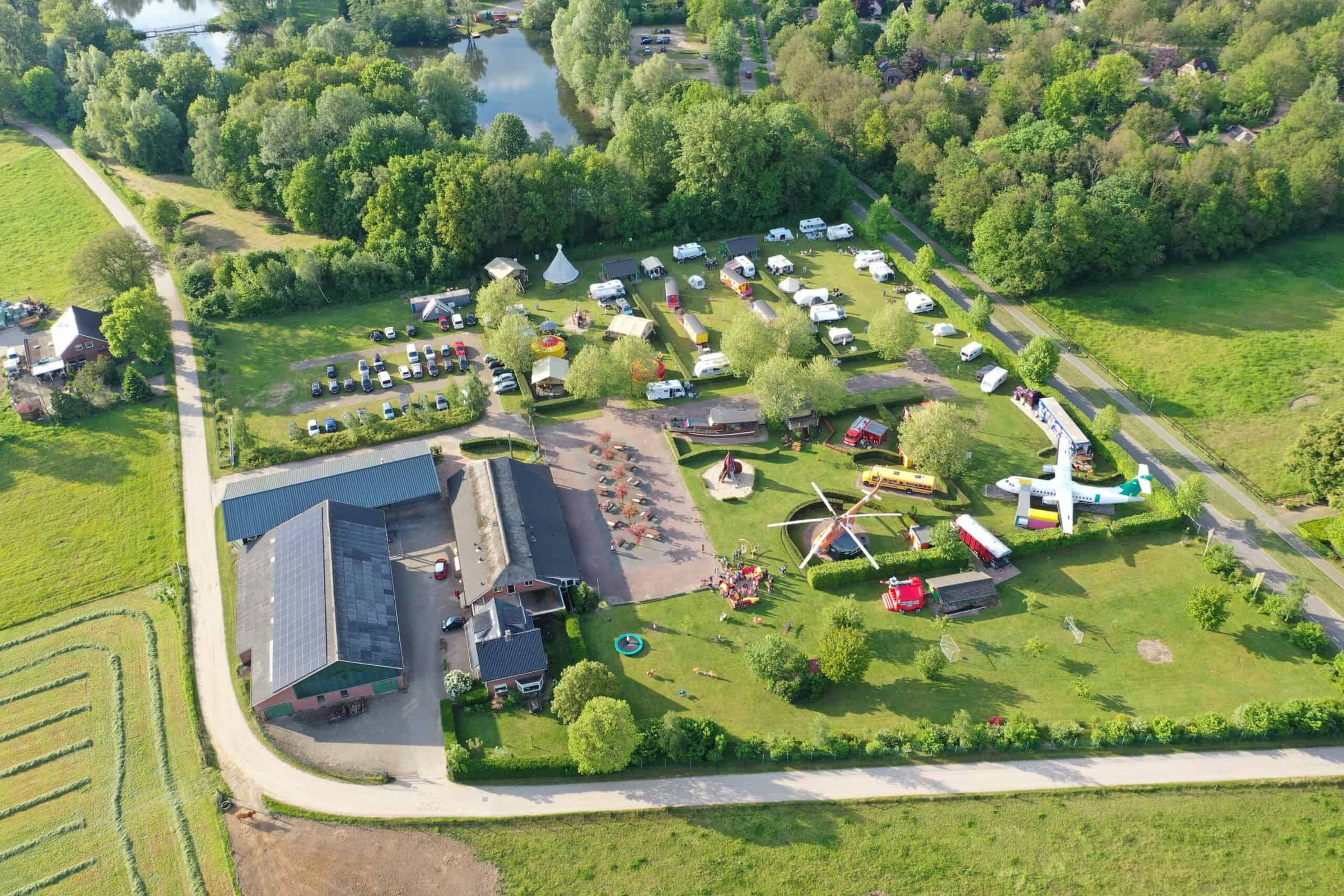 Aerial view locating the UFO Spaceship cabin at Jan Klaassen Dromenland in Braamt