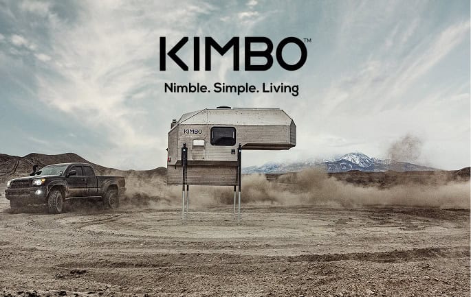 The modular interior of the Kimbo 6 featuring seating and a loft bed