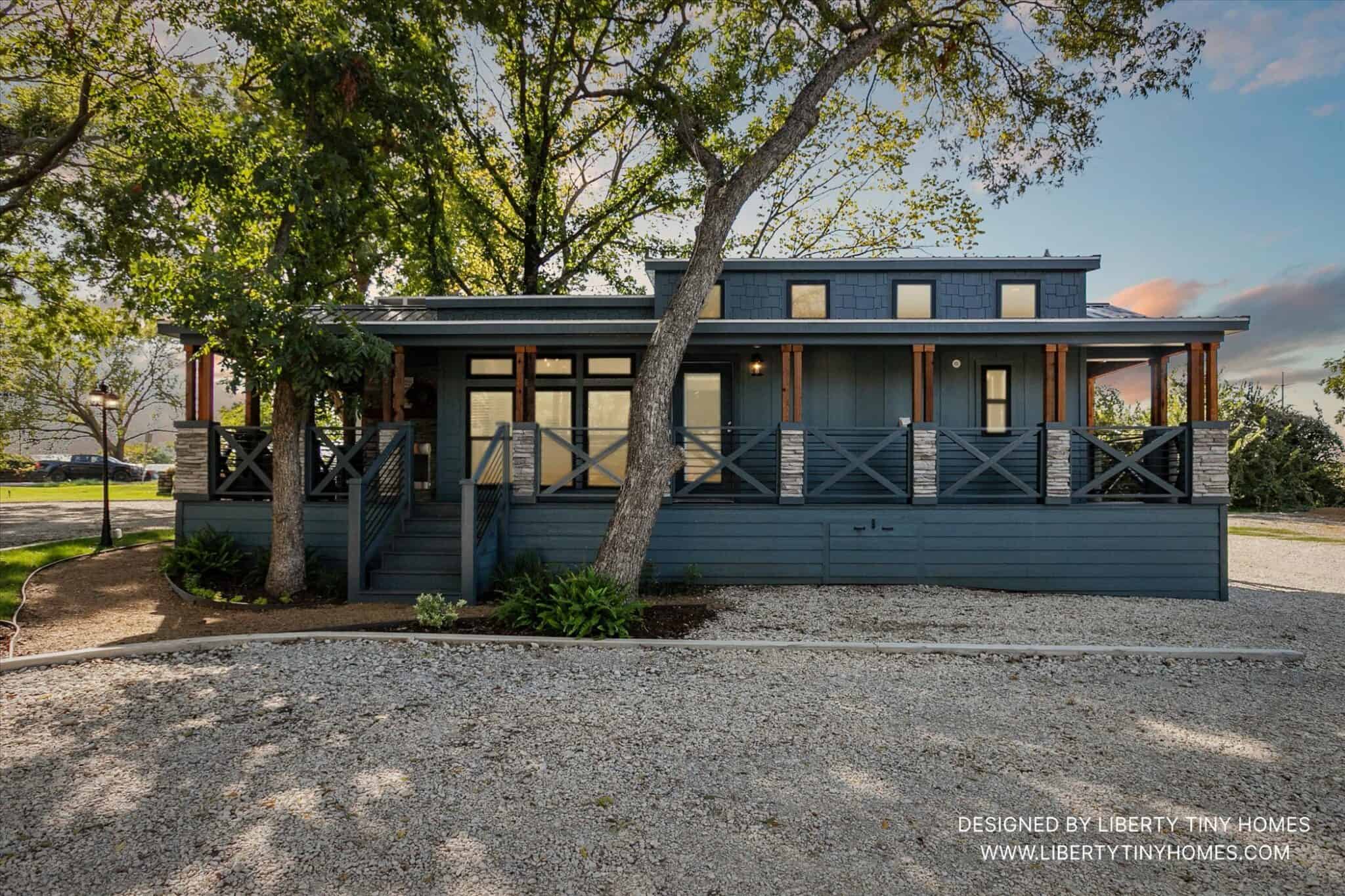 Big Tex park-model tiny home exterior at Liberty Tiny Village