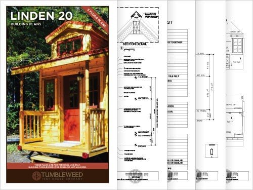 Tumbleweed Tiny House Linden 20 exterior rendering with unique roofline and large sleeping loft