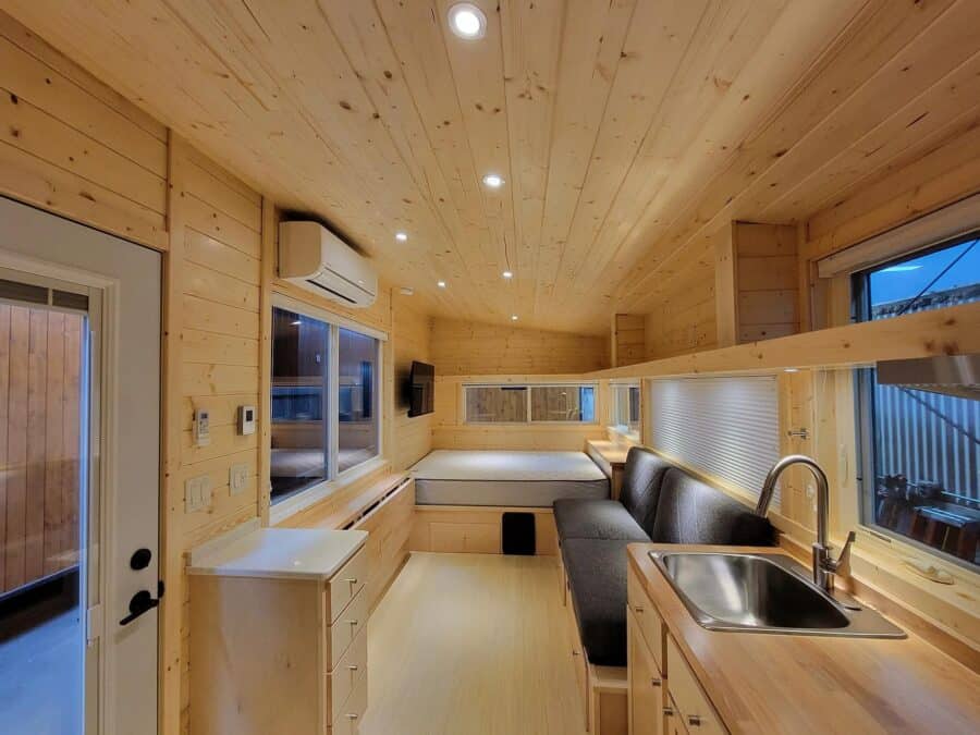 All-Electric Tiny House Interior with modern design and compact living space.