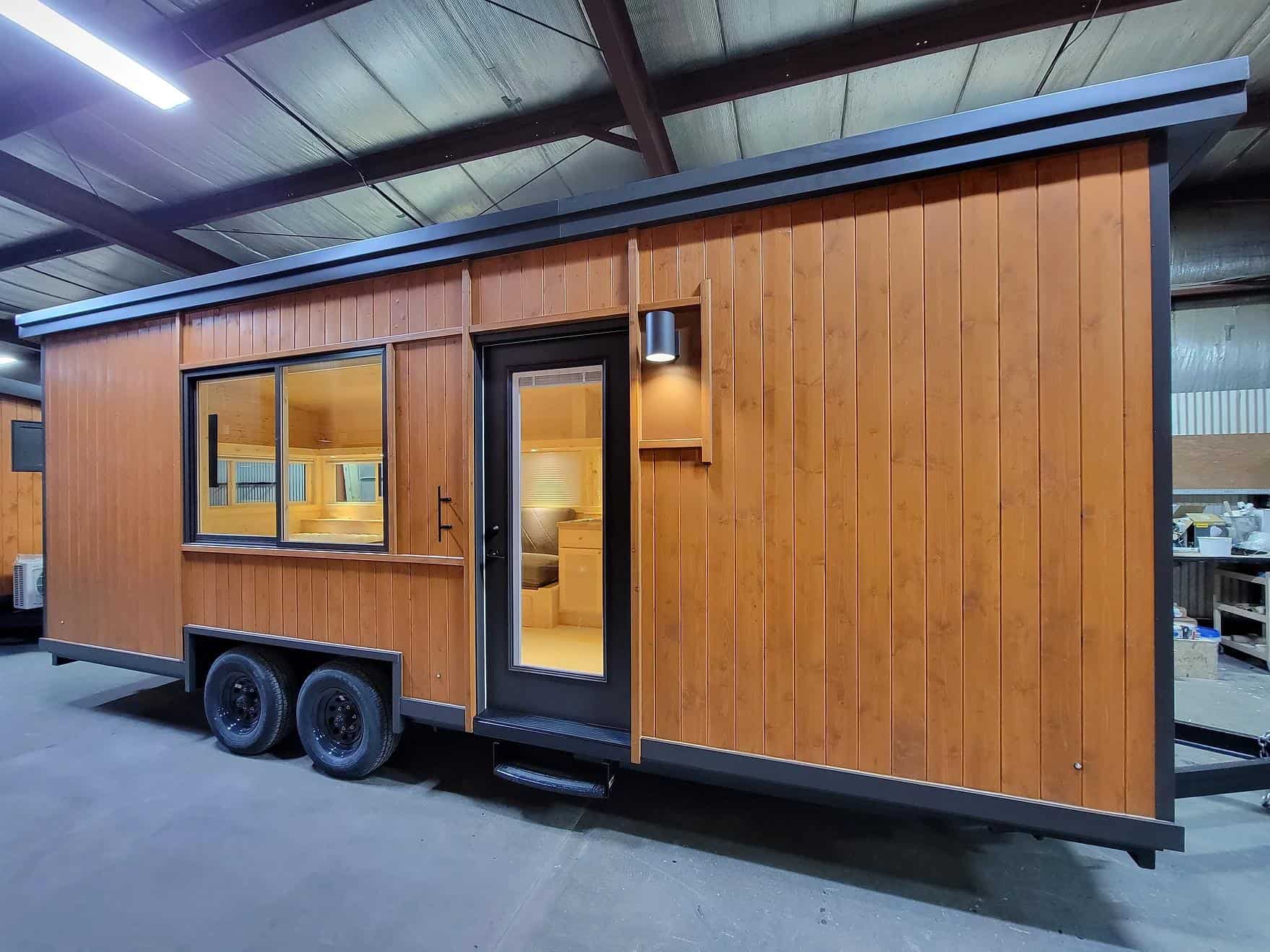 Tiny House on Wheels with Modern Wooden Exterior