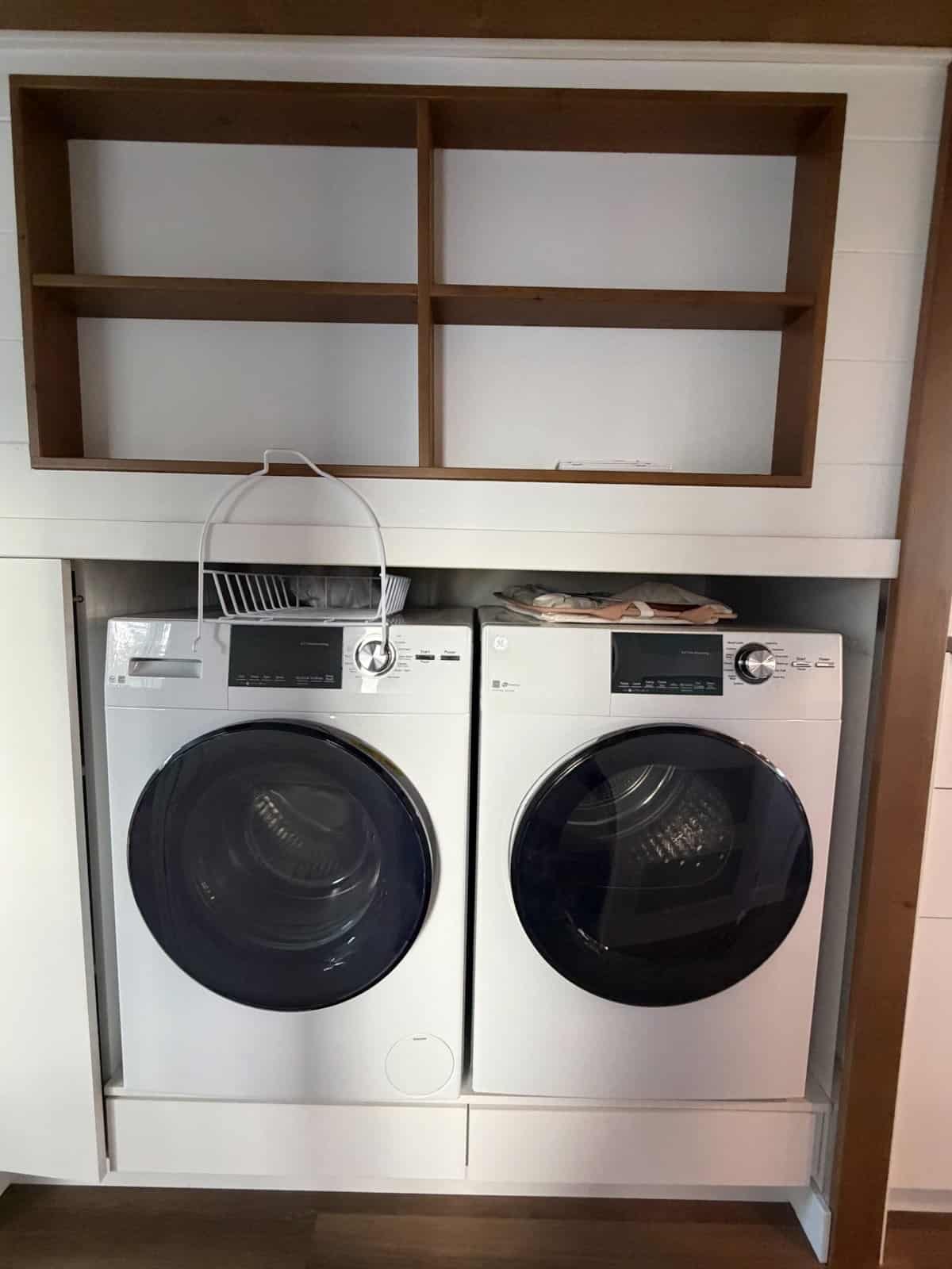 Full size washer and dryer installed in the tiny house