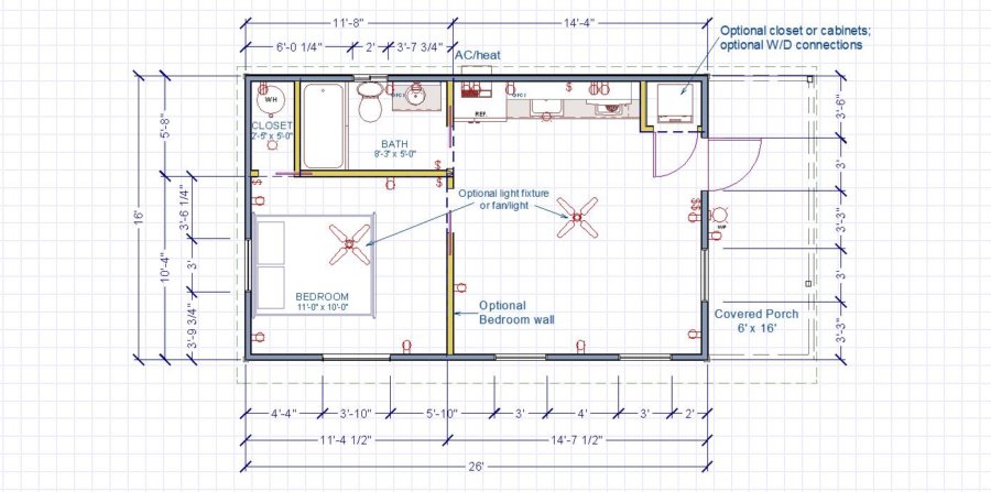 modern+cabin+16×26+1bdr+side+entry+floorplan